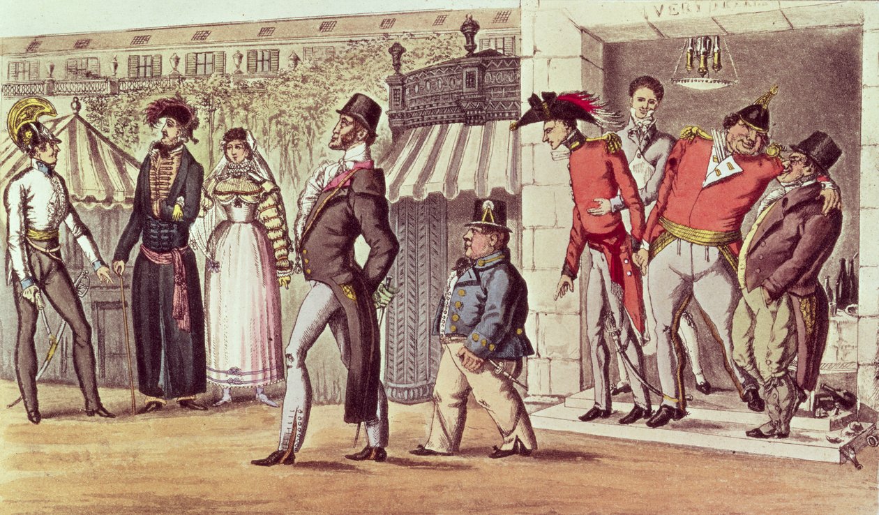 Pariisin miehitys, 1814. Englantilaiset vierailijat Palais Royalissa tekijältä English School