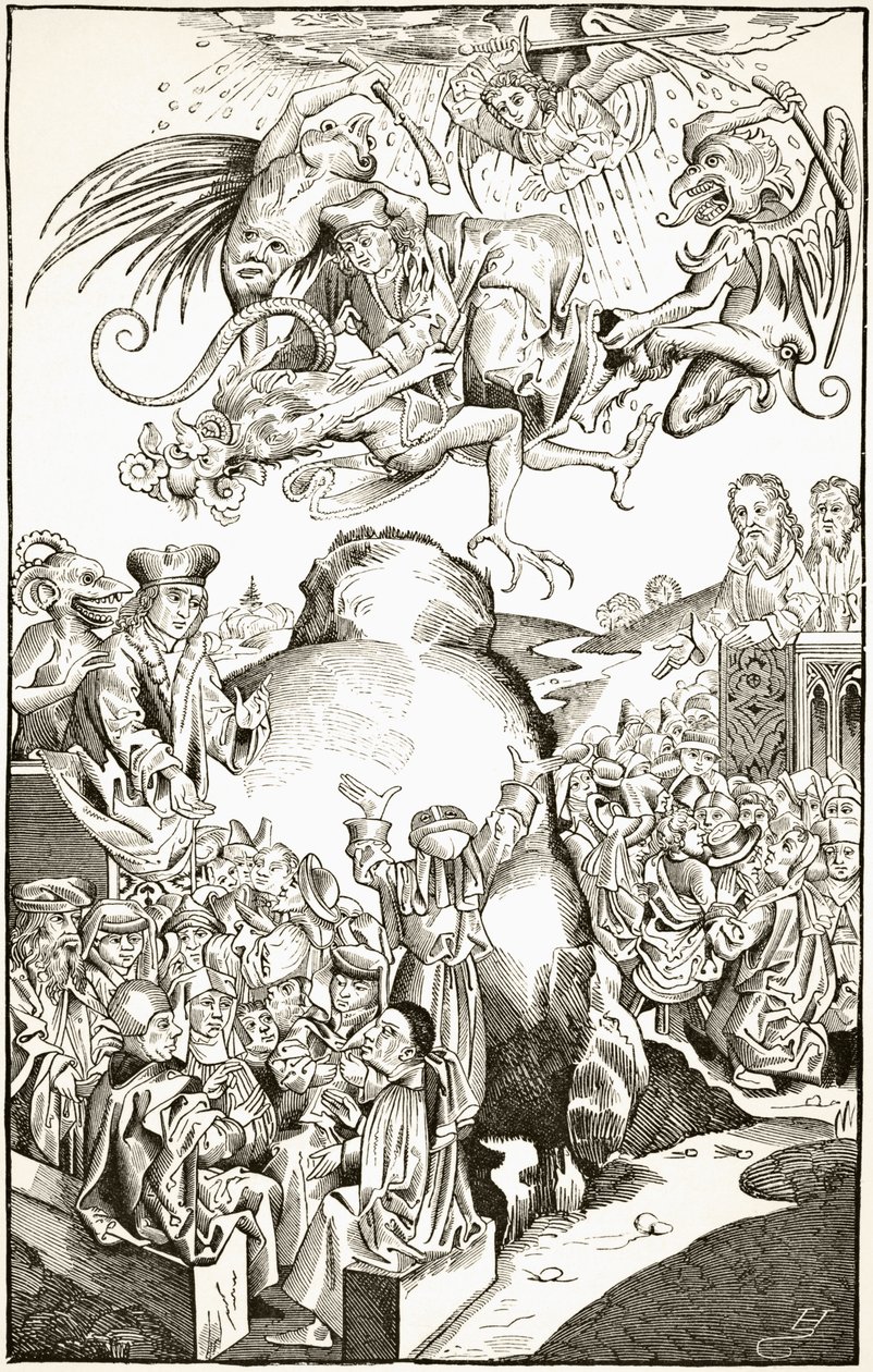 Antikristuksen valtakunta, vuoden 1493 "Liber Chronicarum" -kirjaan tehdyn kaiverruksen jälkeen Paul Lacroix