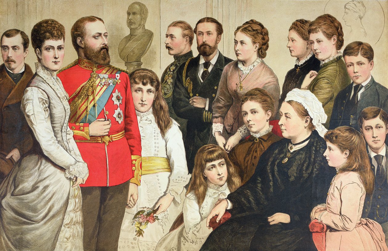 Kuninkaallinen perhe, 1880 (värikaiverrus) tekijältä English School