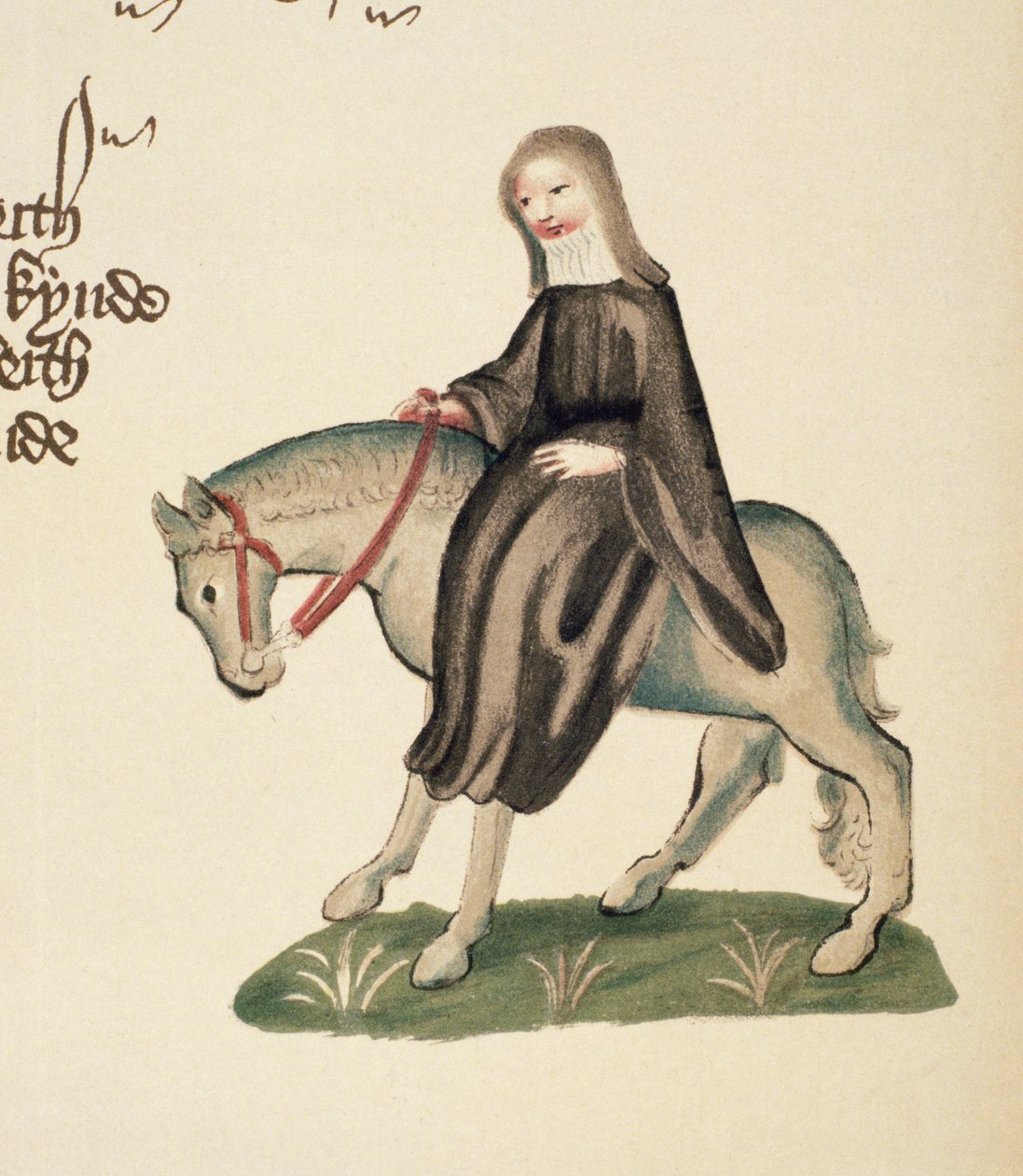 Toinen nunna, yksityiskohta The Canterbury Talesista, kirjoittanut Geoffrey Chaucer (n. 1342-1400) Ellesmeren käsikirjoitus, faksipainos, 1911 (alkuperäiset tiedot, katso 128940) tekijältä English School
