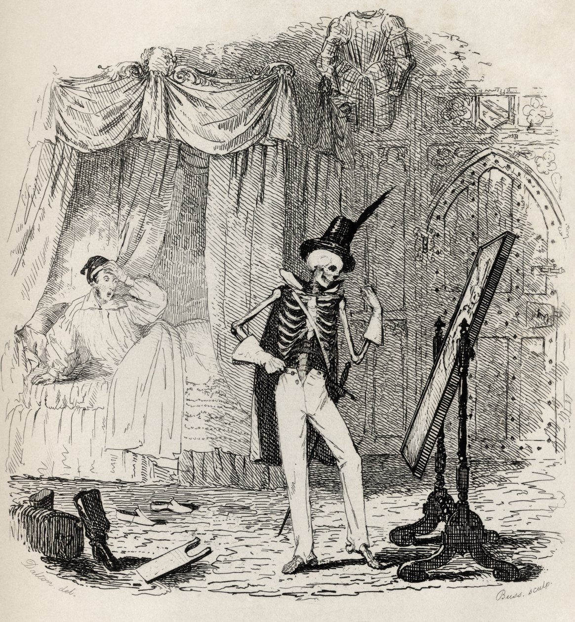 The Spectre of Tappington, Thomas Ingoldsbyn teoksesta "The Ingoldsby Legends", julkaisija Richard Bentley und Son, 1887 tekijältä English School