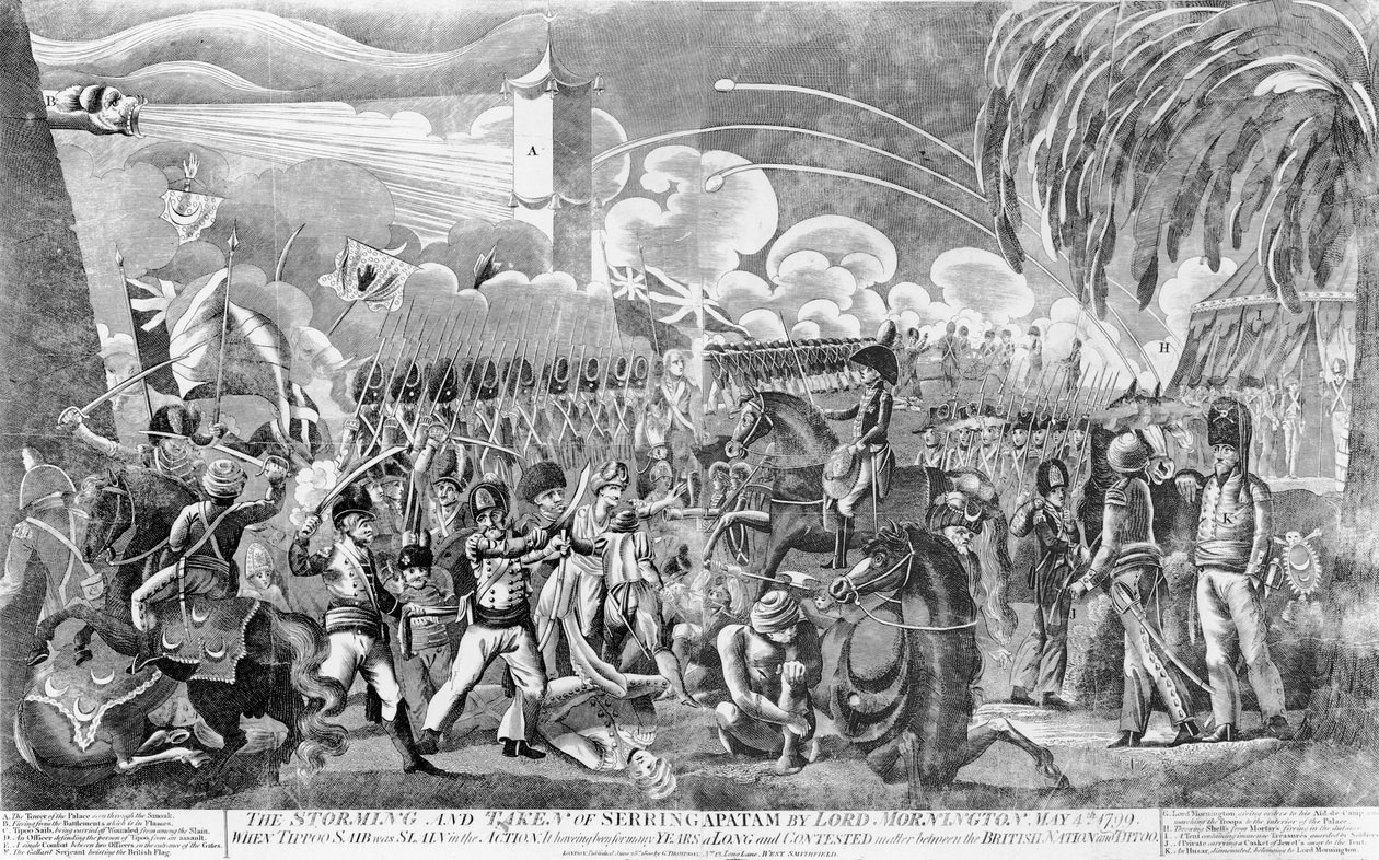 The Storming and Capture of Seringapatam, Lord Mornington, 4. toukokuuta 1799, pub. kirjoittanut G. Thompson, 1800 tekijältä English School