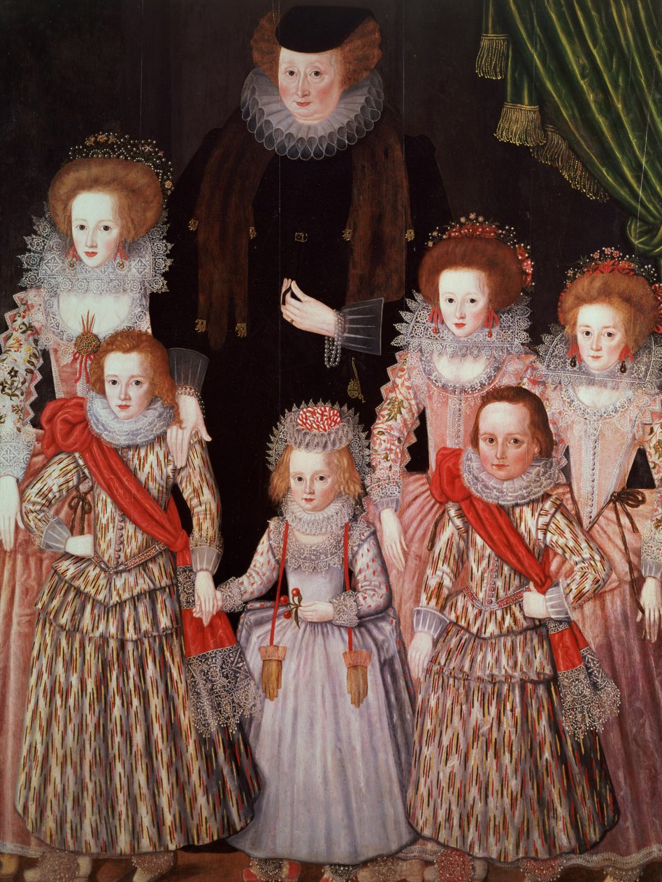 The Tasburgh Group: Lettice Cressy, Lady Tasburgh of Bodney, Norfolk ja hänen lapsensa, n. 1605 (paneeli) tekijältä English School