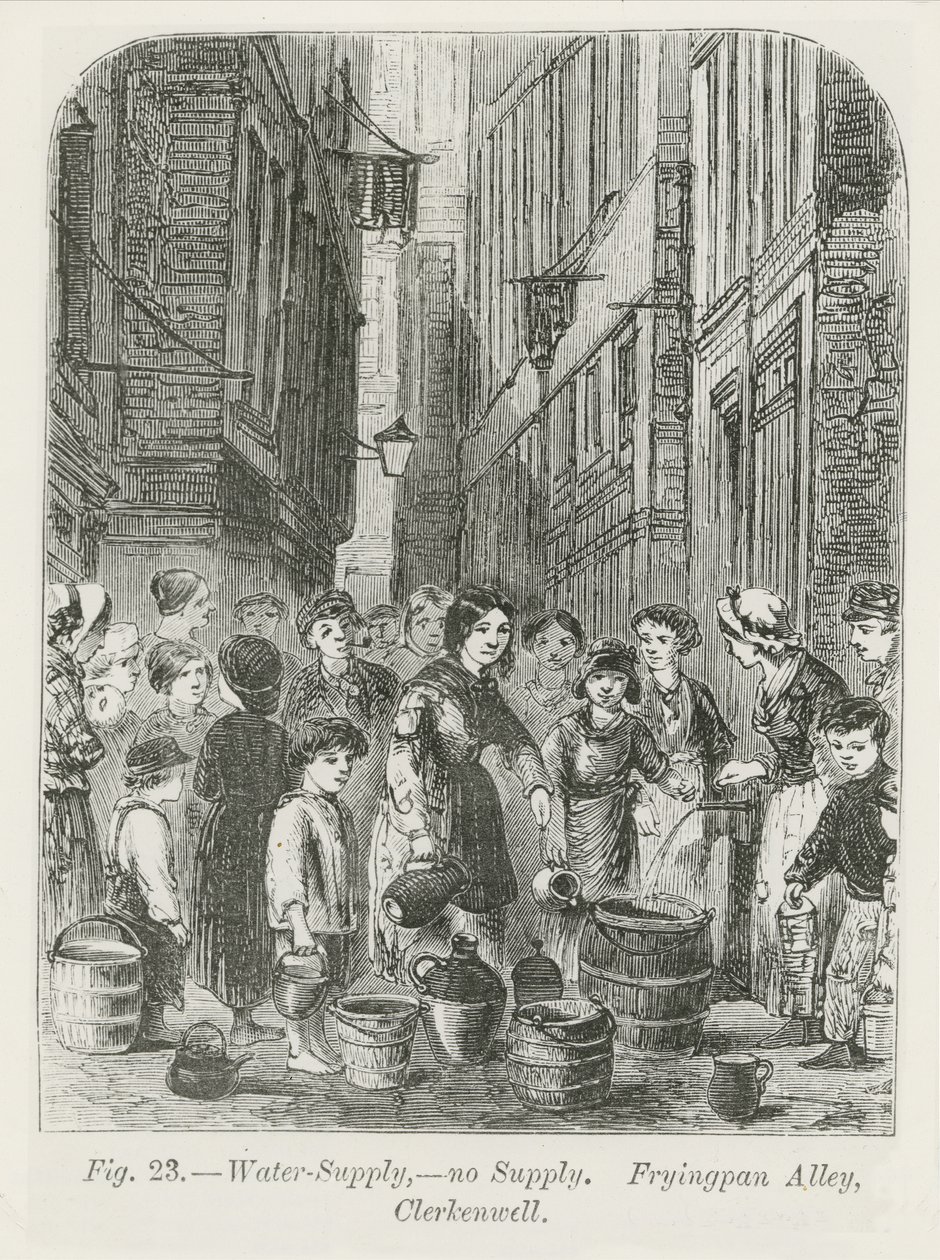 Vesihuolto Fryingpan Alleyssa, Clerkenwell, 1864 tekijältä English School