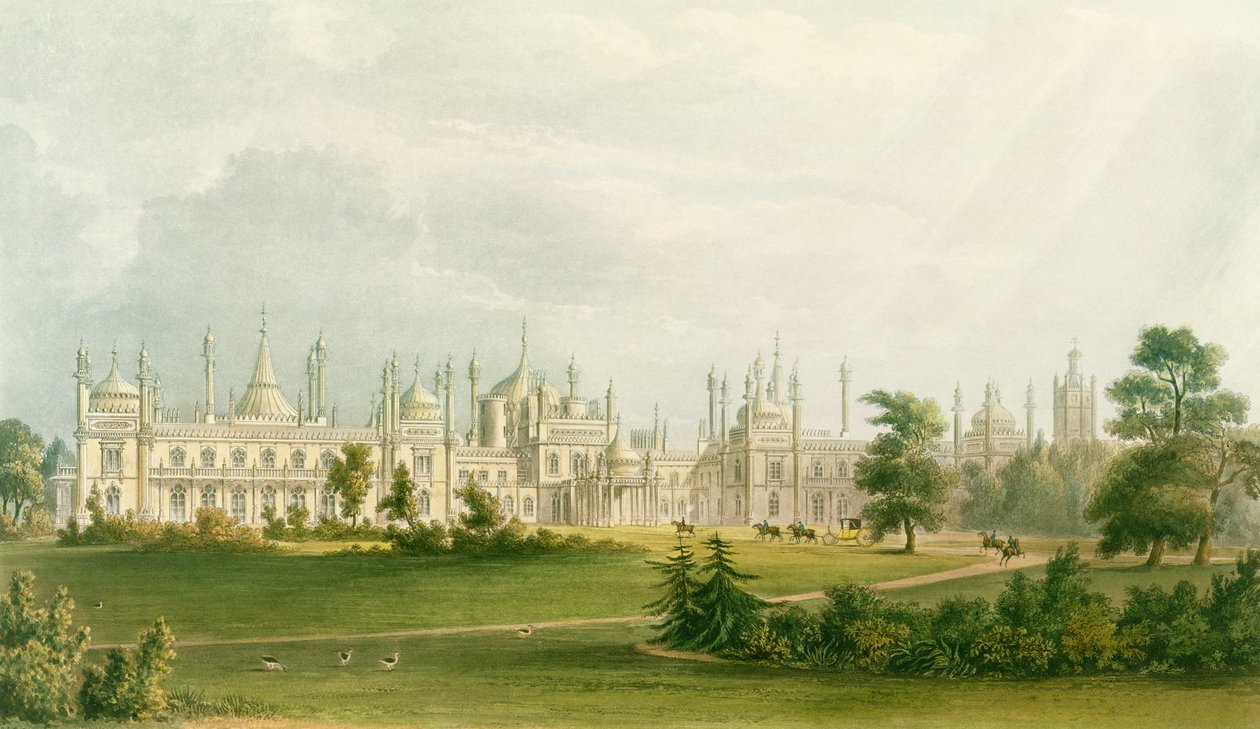 Länsirintama, Views of the Royal Pavilion, Brighton, kirjoittanut John Nash (1752-1835), 1826 (akvatinta) tekijältä English School