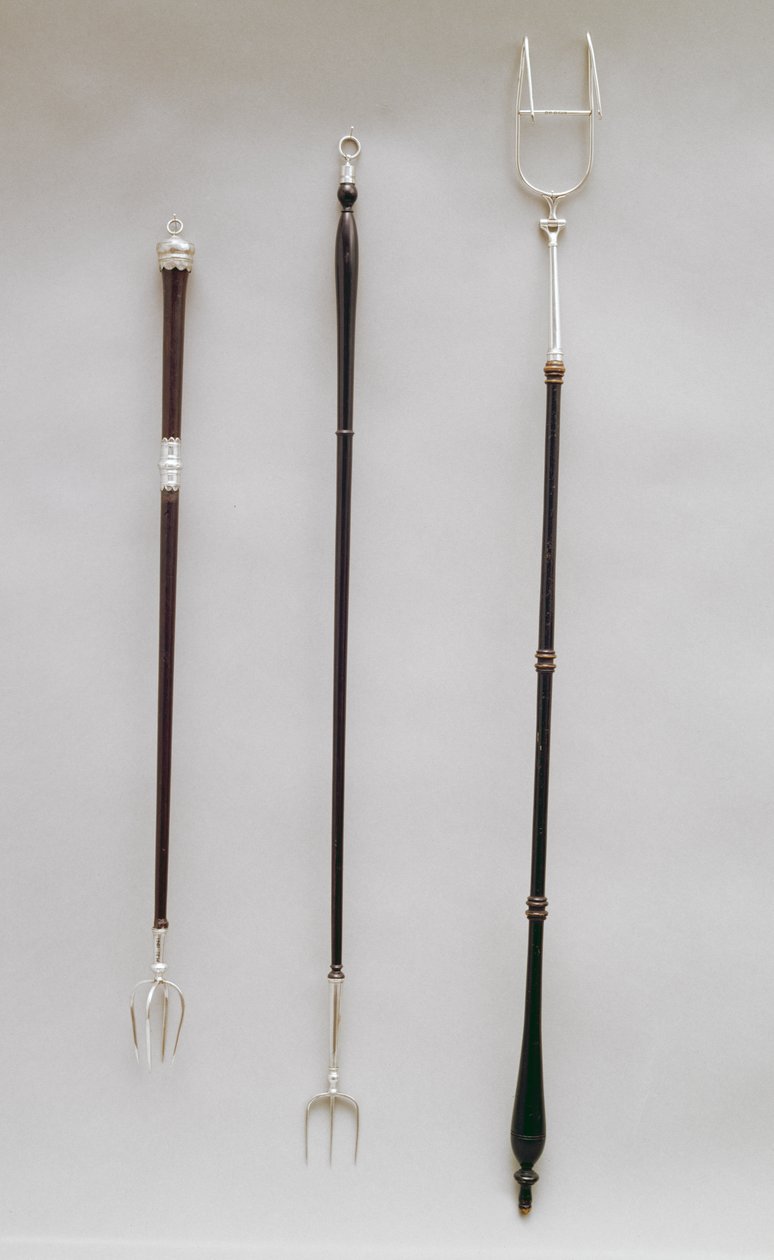 Toasting forks, Lontoo, 1794-98 (hopeaan kiinnitetty) tekijältä English School