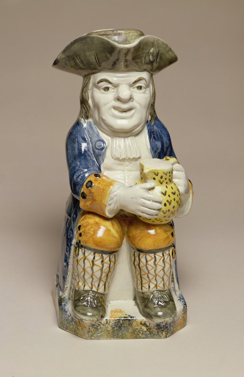 Toby Jug, valmistettu Staffordshiressa, n. 1790-1810 (keramiikka) tekijältä English School