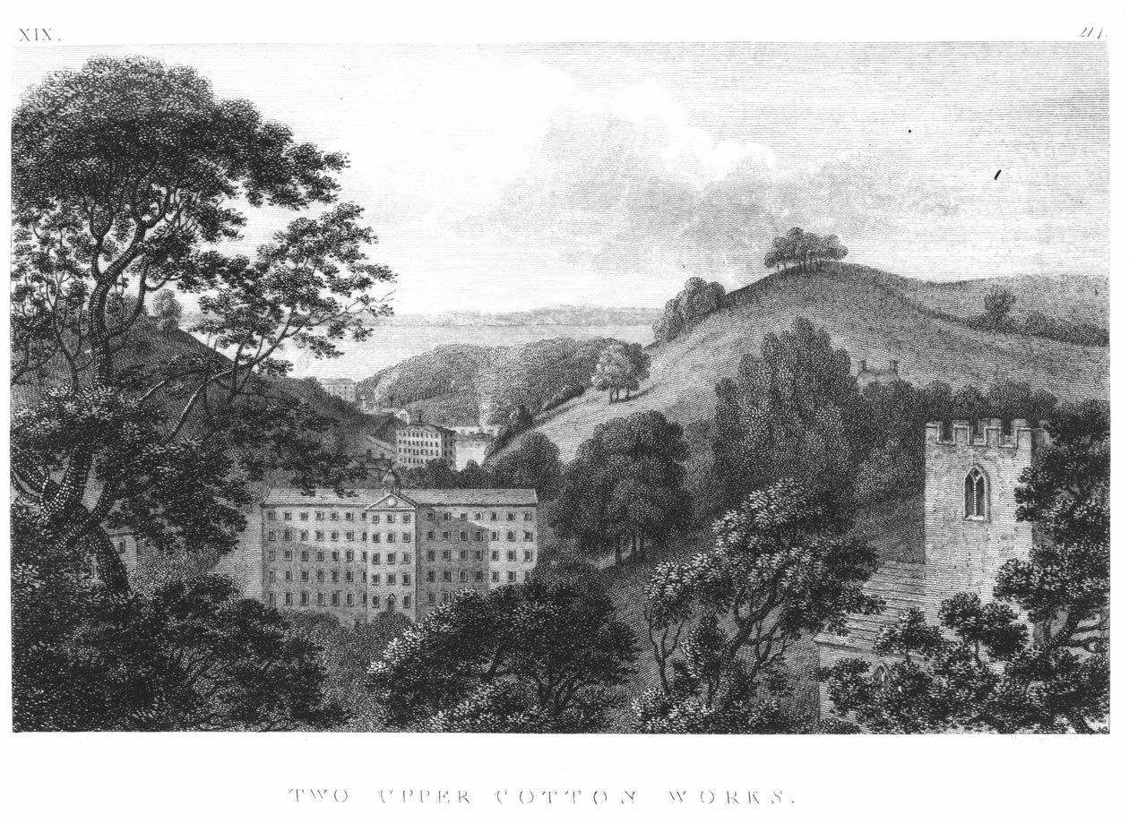 Two Upper Cotton Works, New Lanark Textile Mills, 1796 tekijältä English School