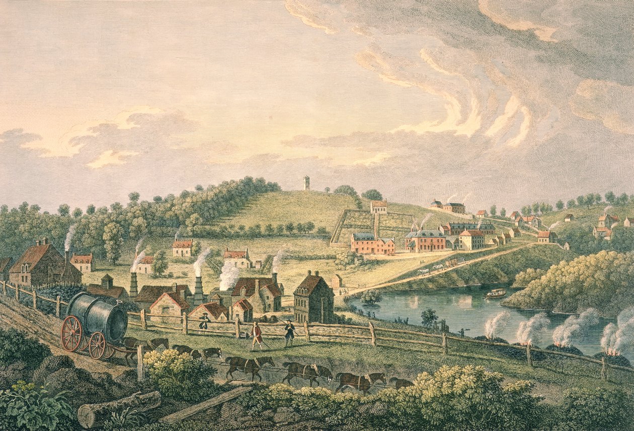F. Vivaresin kaivertama Upper Works Coalbrookdalessa, Shropshiressa, julkaistu vuonna 1758 tekijältä English School