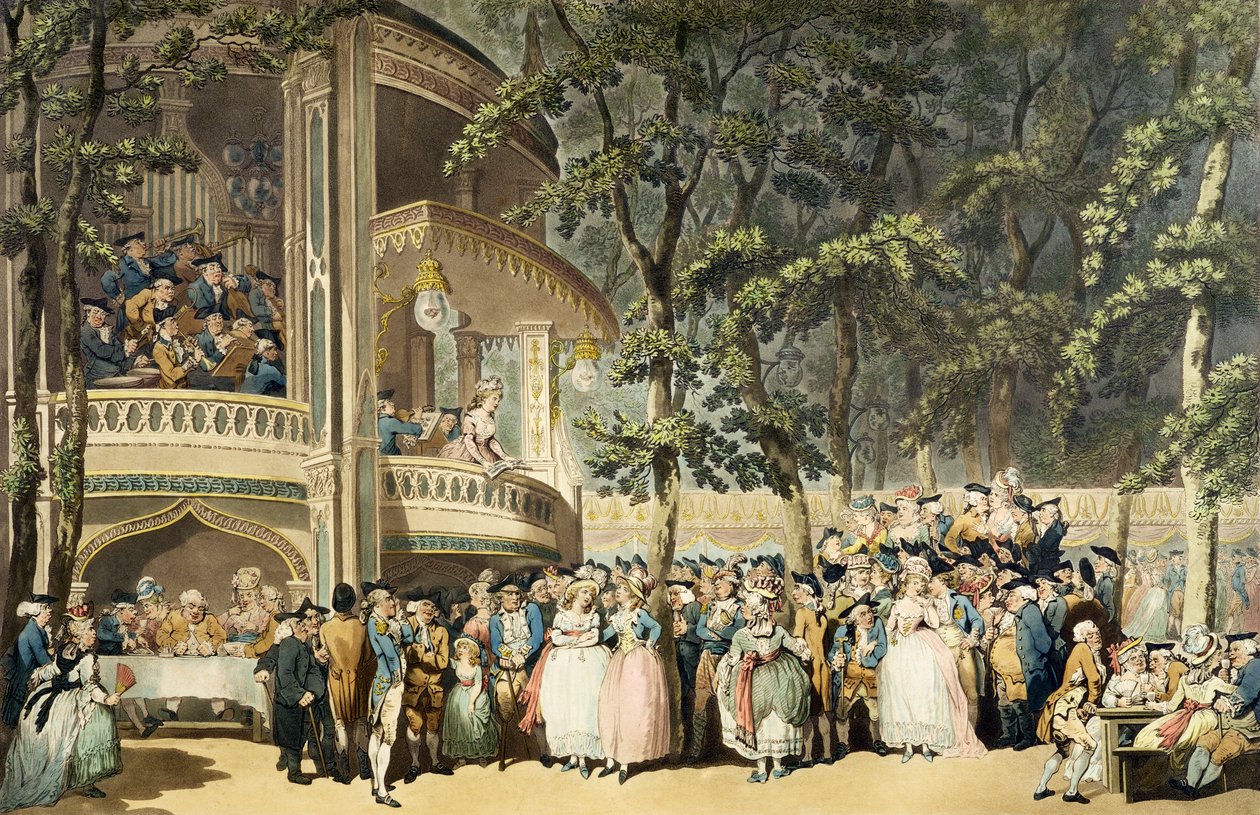 Vauxhall Gardens, R. Pollard, Thomas Rowlandsonin (1756-1827) akvarellin mukaan tekijältä English School