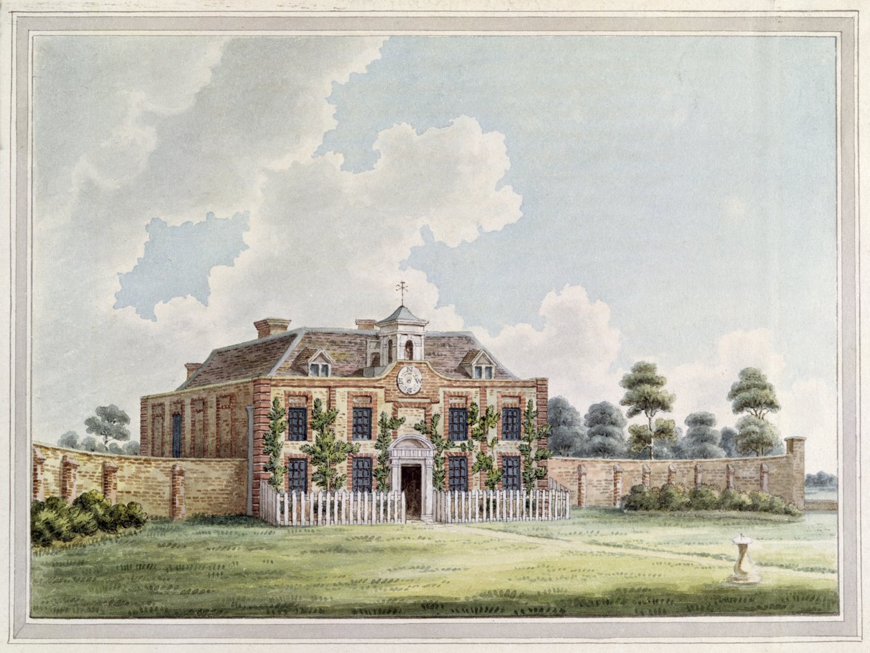 Näkymä Dawley Housesta, Harlington, Middlesex, n. 1820 (värikaiverrus) tekijältä English School