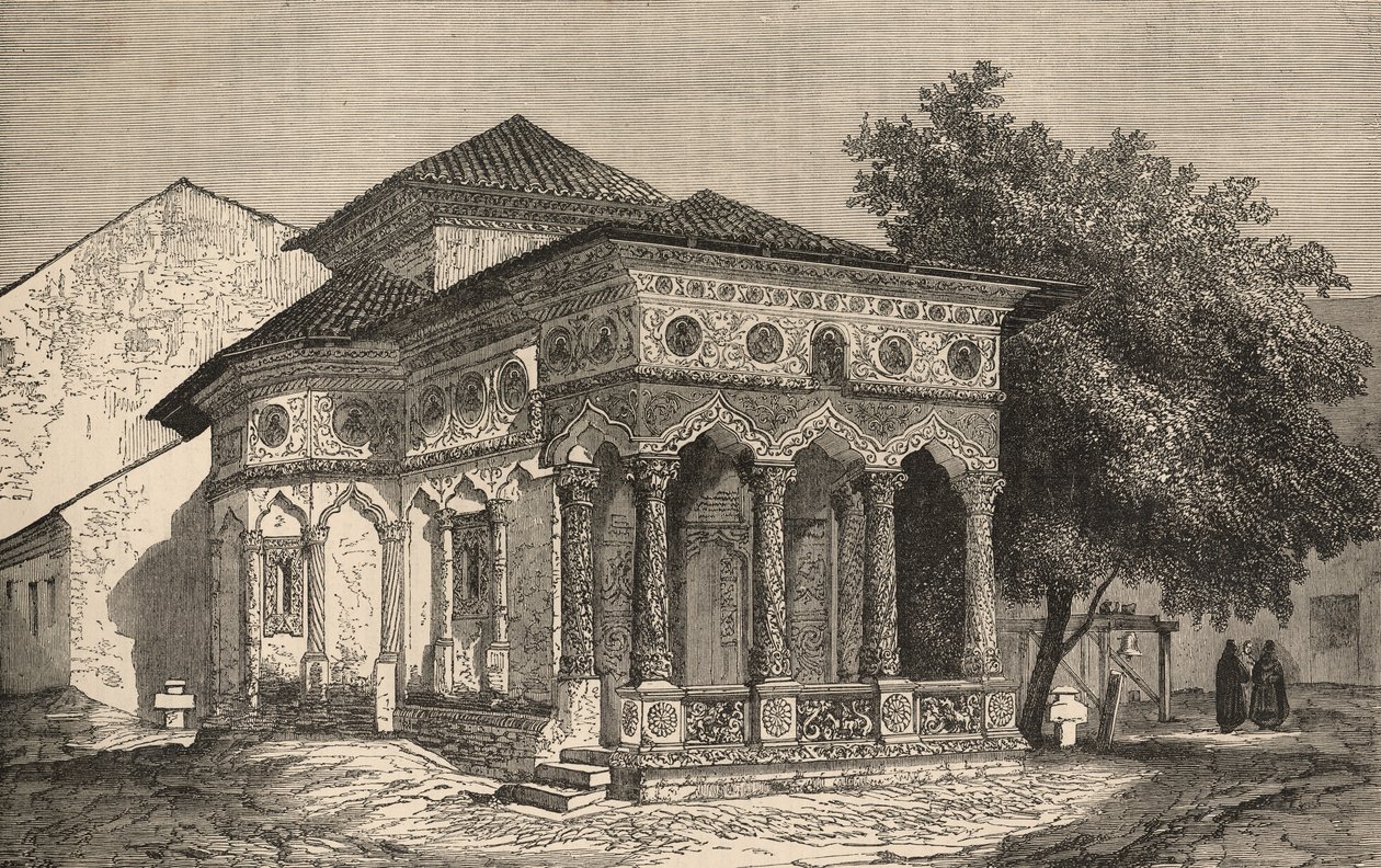 Näkymä Bukarestin kirkosta, The Illustrated London News -lehdestä, 1853. tekijältä English School