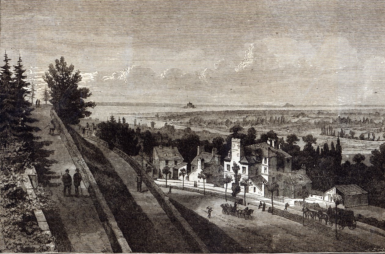 Näkymä Mount St. Michaelin lahdelle, Normandian Avranchesista, Graphicista, 1877 tekijältä English School