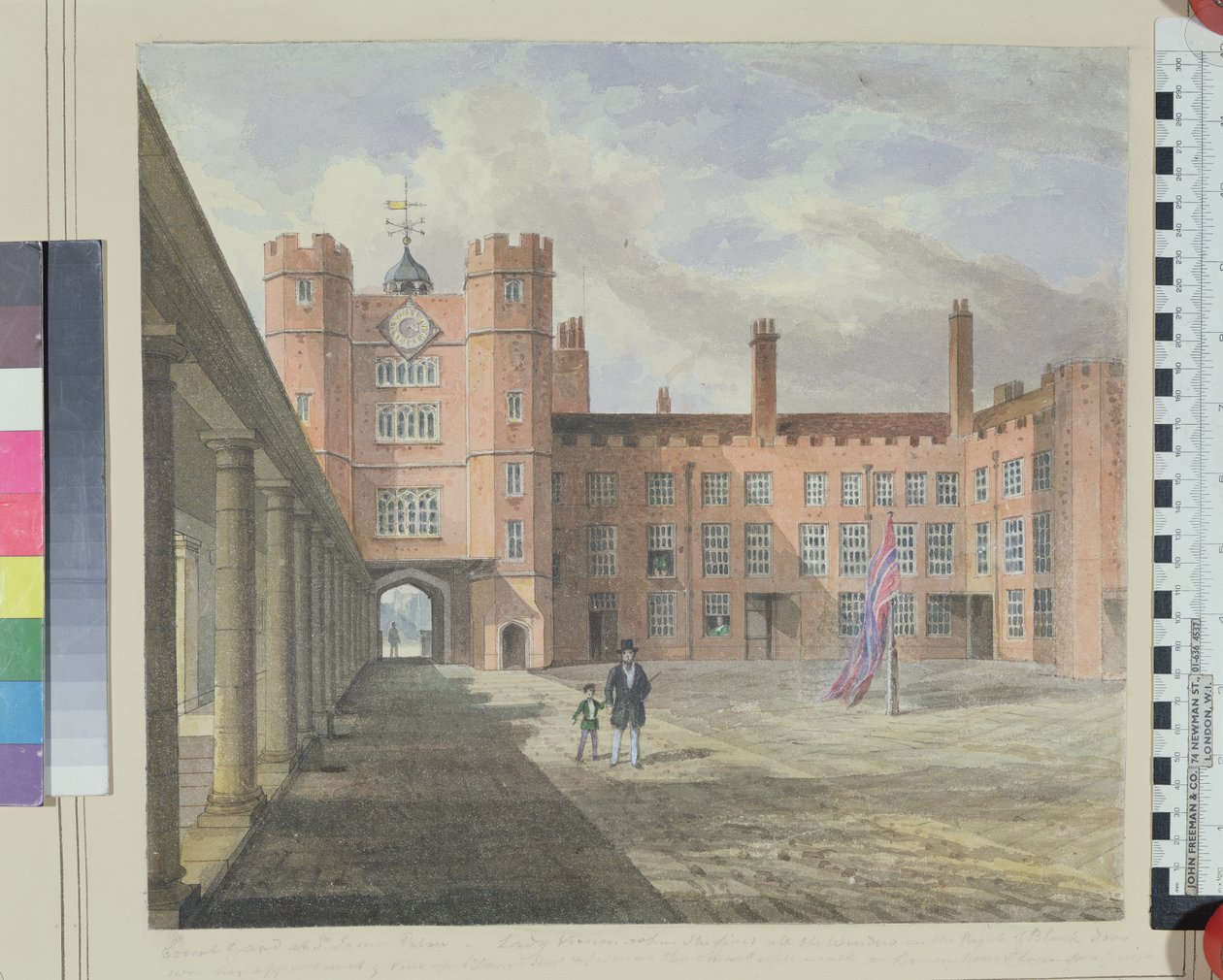Näkymä St. Jamesin palatsin sisäpihalle, 1841 tekijältä English School