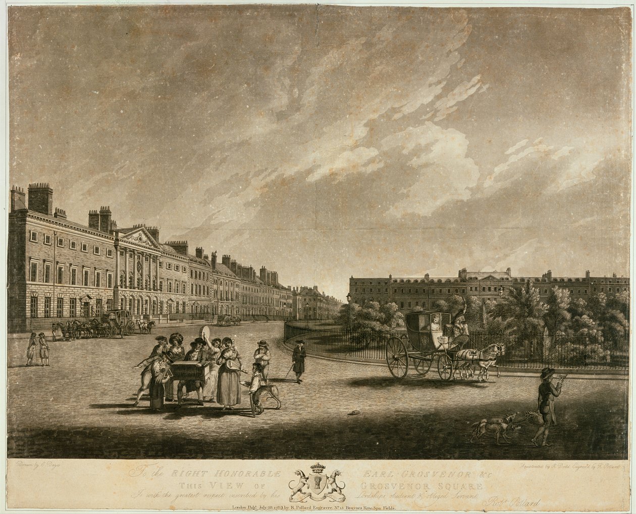 Näkymä Grosvenor Squaren pohjoispuolelta, 1789 tekijältä English School