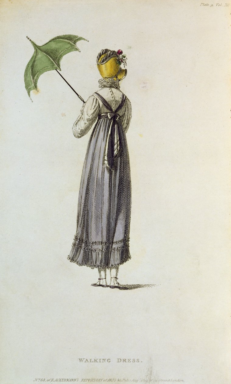 Kävelymekko, 1814 (värikaiverrus) tekijältä English School