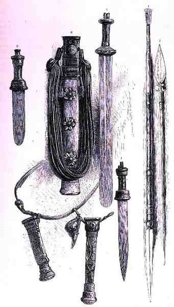 Weapons from Liberia, The History of Mankind, Vol.III, prof. Friedrich Ratzel, 1898 tekijältä English School