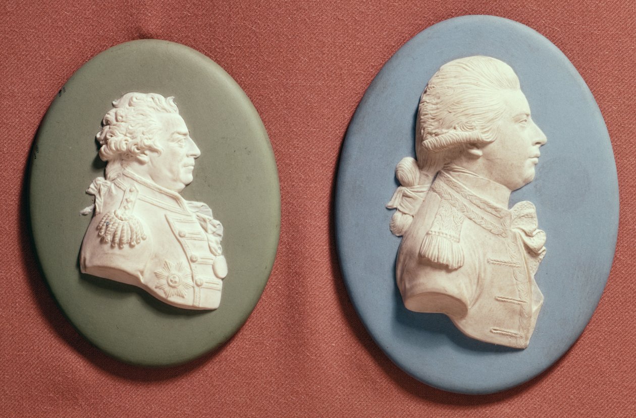 Wedgwood-medaljonit George IV:stä (1762-1830) Walesin prinssina ja 1. varakreivi Duncombe, 1800-luvun alku (jasperware) tekijältä English School