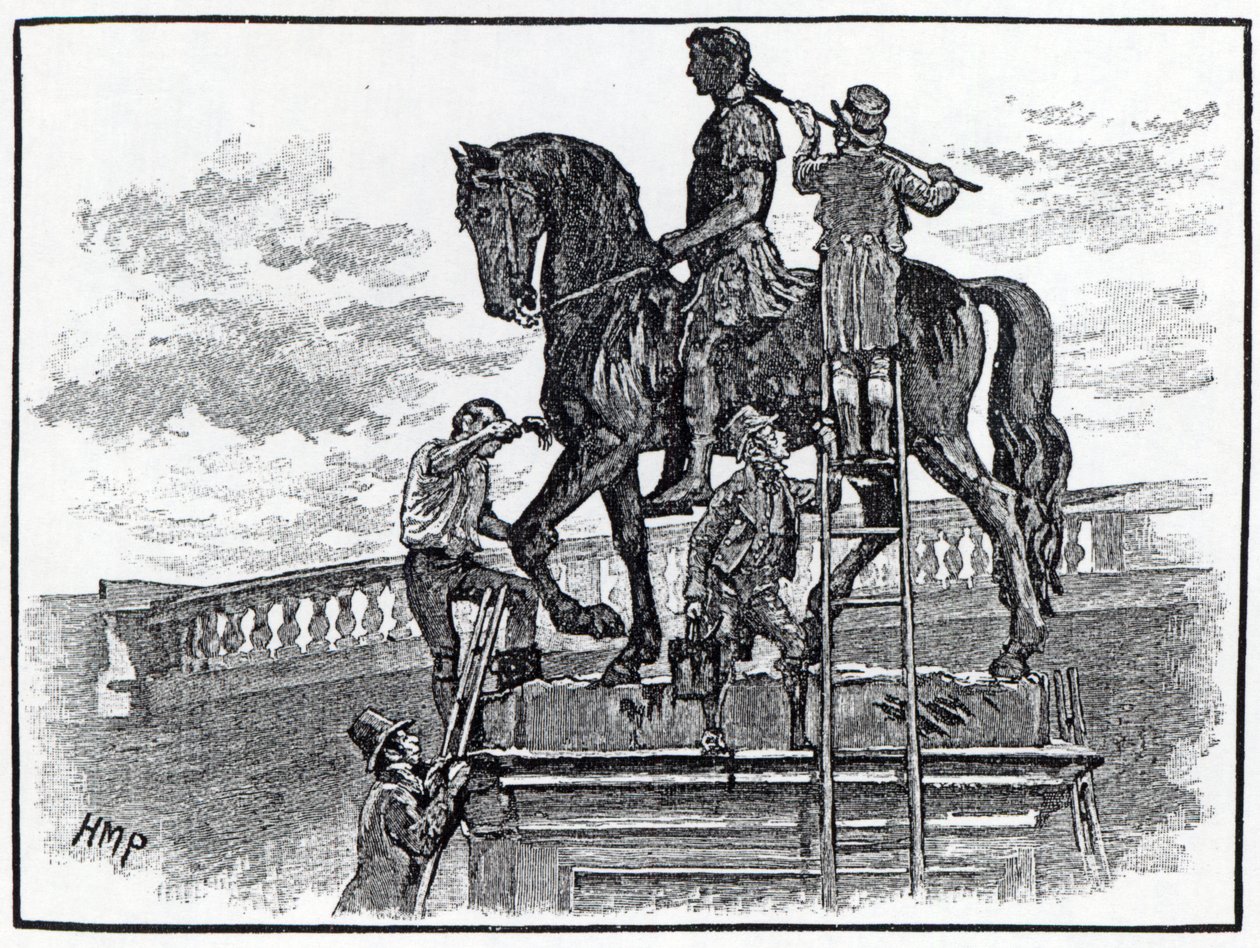 William III -patsas maalataan mustaksi, Dublin, 1821 tekijältä English School