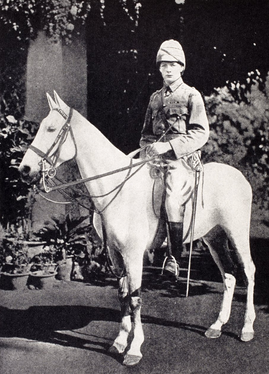 Winston Churchill ratsain Bangaloressa, Intiassa vuonna 1897, Scribnerin julkaisemasta teoksesta "A Roving Commission by Winston S. Churchill", julkaissut Scribner