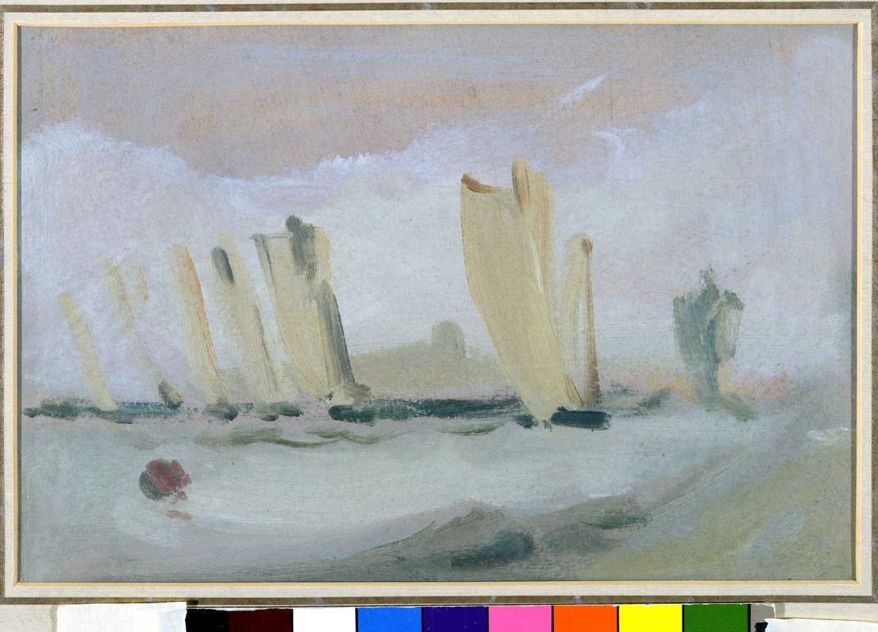 Yacht Racing on the Solent, aiemmin J.M.W. Turner (1775-1851) ja myös Peter de Wint (1784-1849), n. 1827 (öljy paperille) tekijältä English School