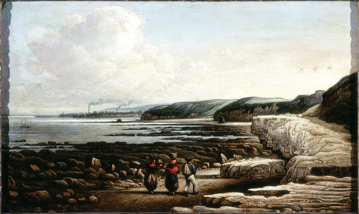 Rannikkokohtaus, Cullercoats (öljy ja lyijykynä kortille) tekijältä English School English School