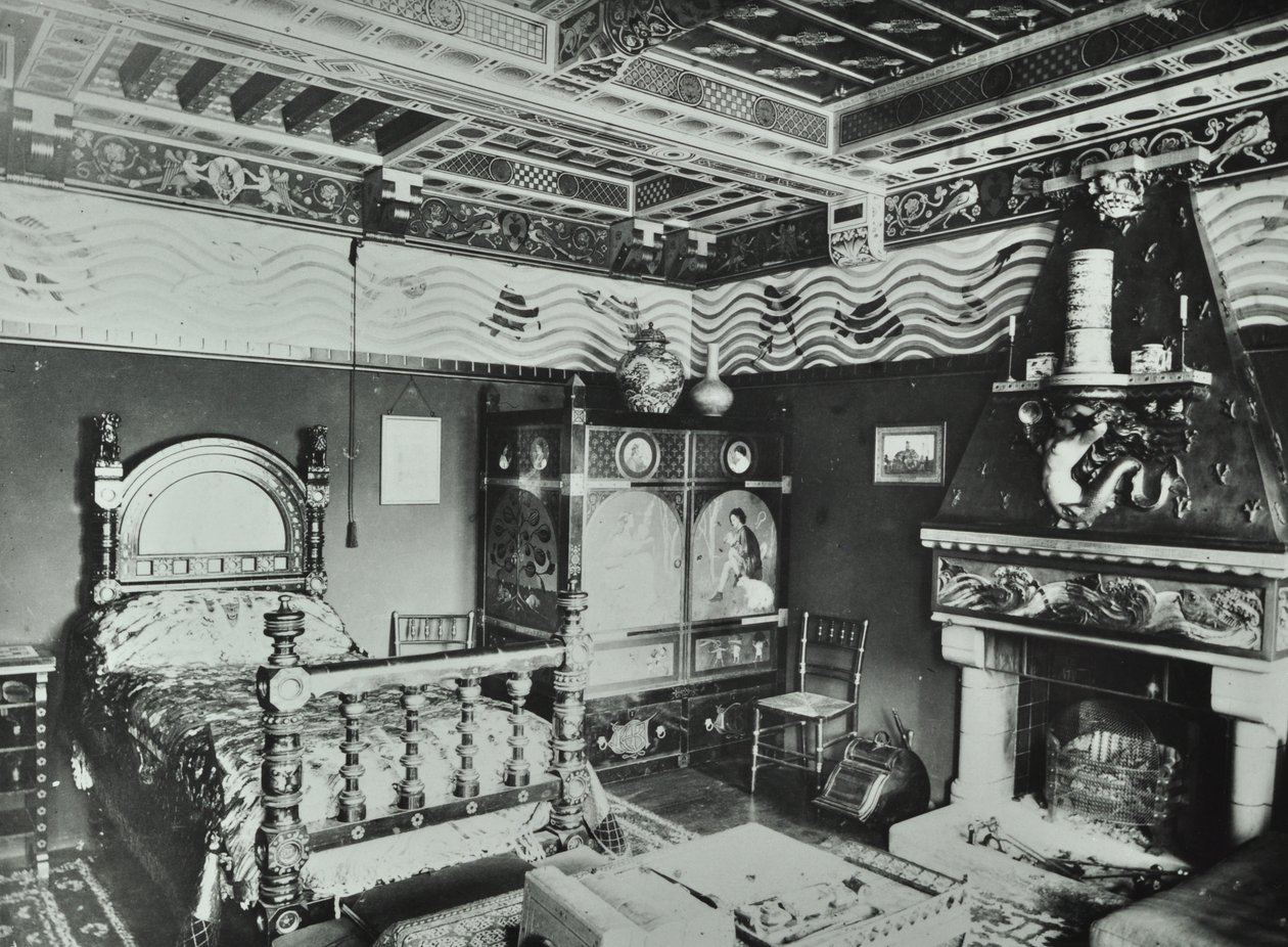 9 Melbury Road: makuuhuone, 1890 tekijältä English Photographer