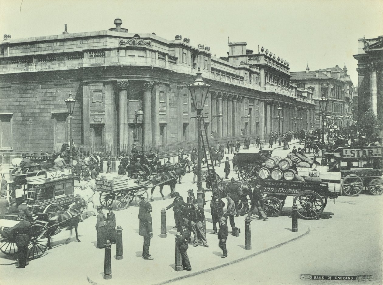 Bank of England, Threadneedle Street, Lontoon kaupunki, 1895 tekijältä English Photographer