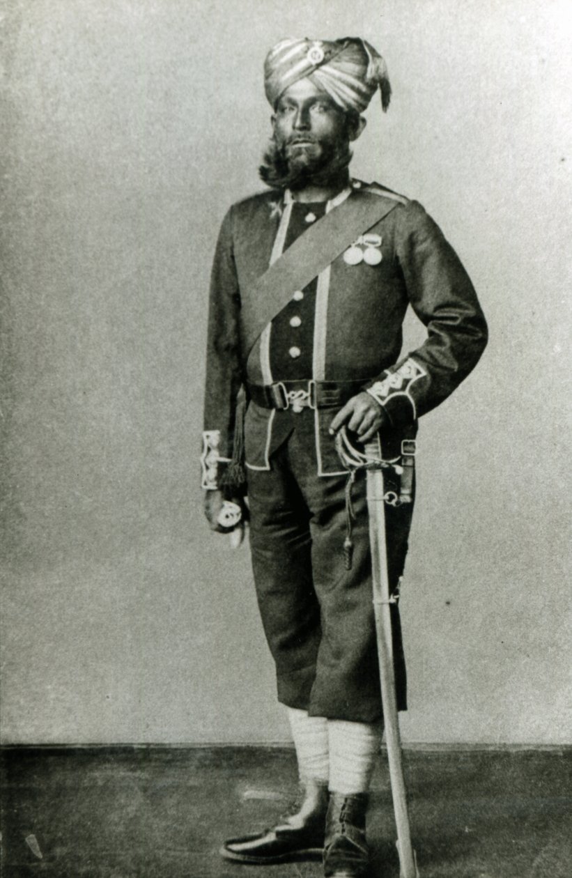 Bengalin jalkaväki, n. 1900 (mv/w valokuva) tekijältä English Photographer