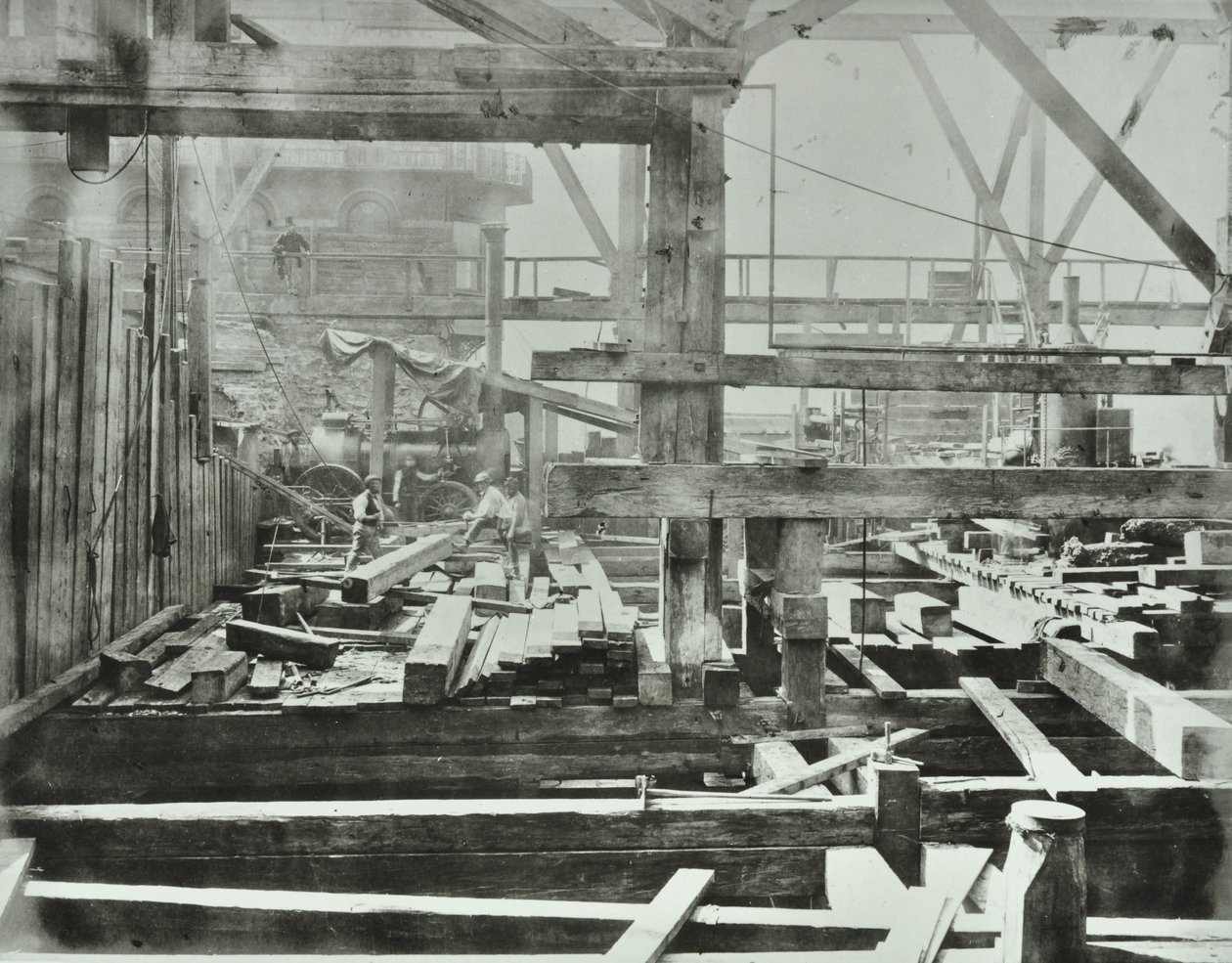 Blackfriars Bridge: rakennustyöt käynnissä, 1869 tekijältä English Photographer