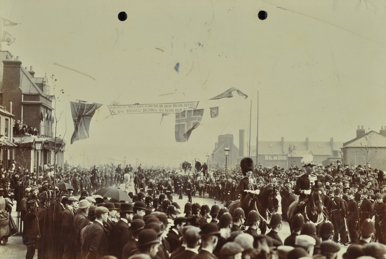 Blackwall-tunneli: Walesin prinssi, myöhemmin kuningas Edward VII ja prinsessa Alexandria osallistuvat tunnelin avajaisiin vuonna 1897. tekijältä English Photographer
