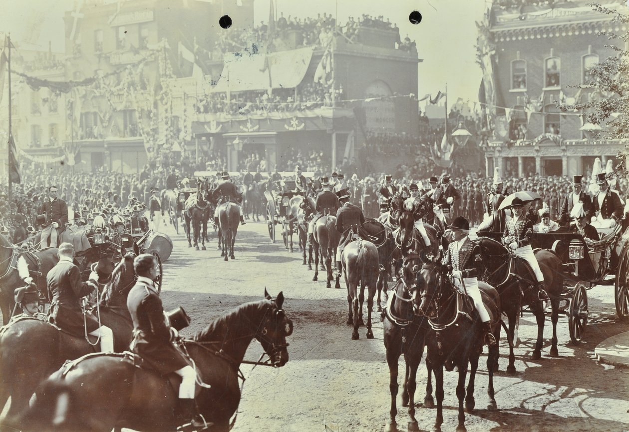 Blackwall-tunneli: Walesin prinssi, myöhemmin kuningas Edward VII ja prinsessa Alexandria osallistuvat tunnelin avajaisiin vuonna 1897. tekijältä English Photographer