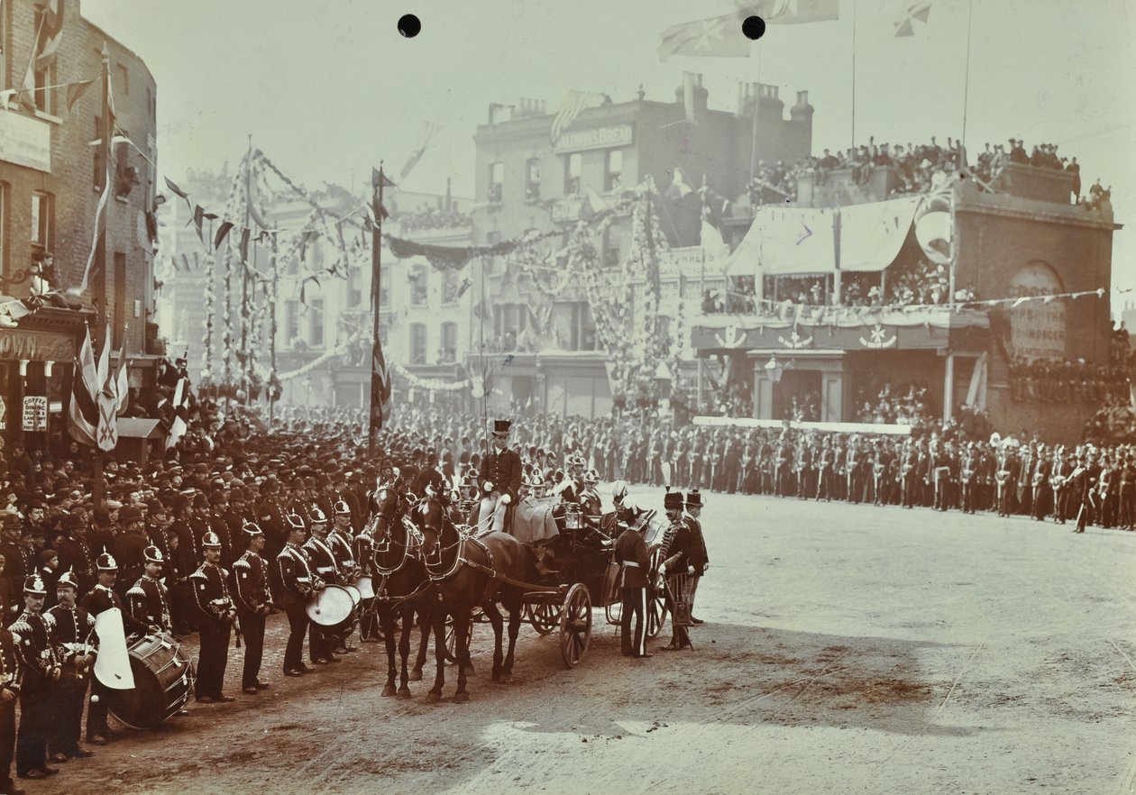 Blackwall-tunneli: Walesin prinssi, myöhemmin kuningas Edward VII ja prinsessa Alexandria osallistuvat tunnelin avajaisiin vuonna 1897. tekijältä English Photographer