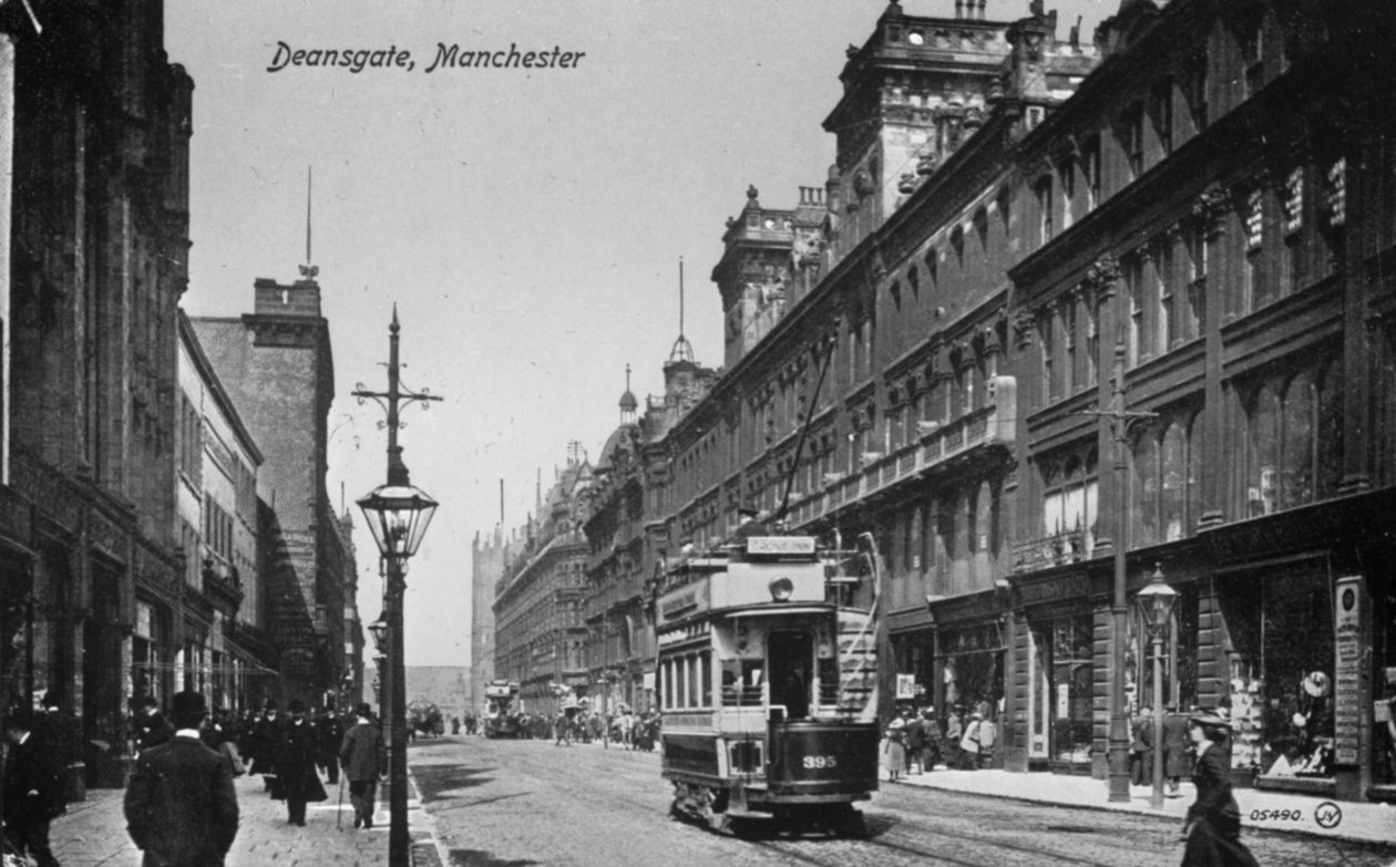 Deansgate, Manchester, n. 1910 (bw valokuva) tekijältä English Photographer