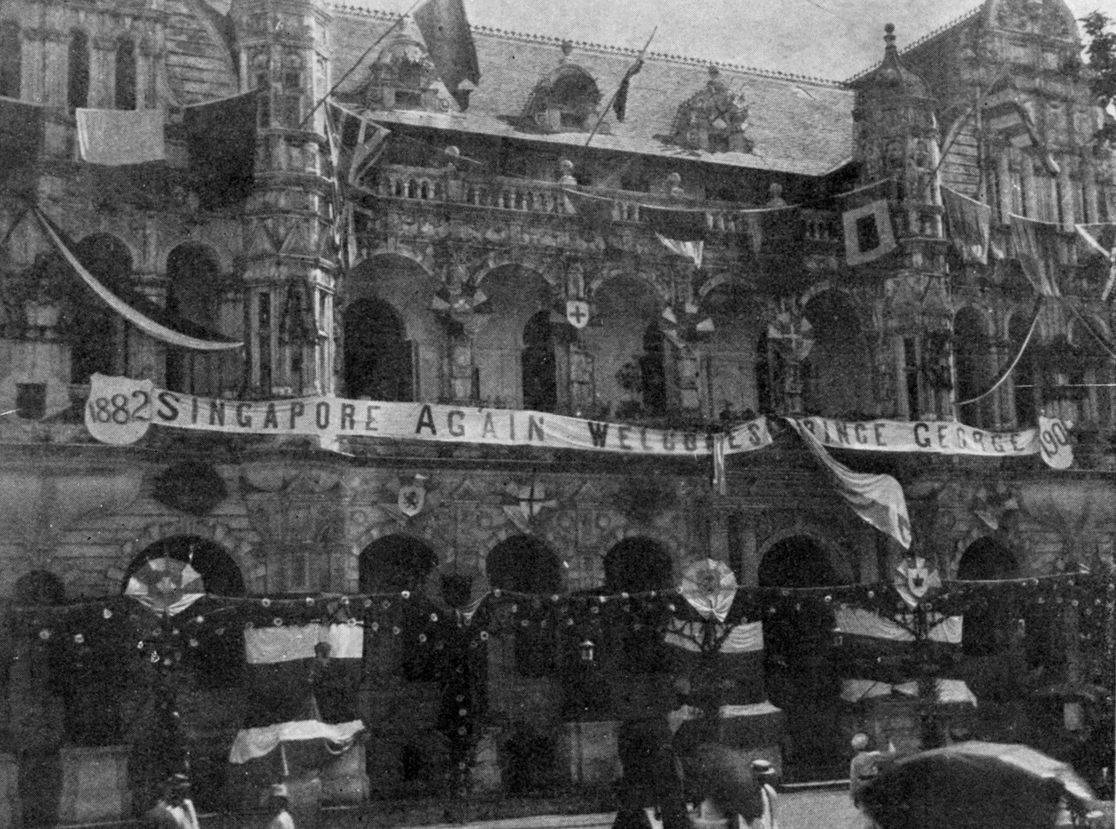 Koristukset kaupungintalolla, Singapore, kuva Kuninkaasta, 25. toukokuuta 1901 tekijältä English Photographer