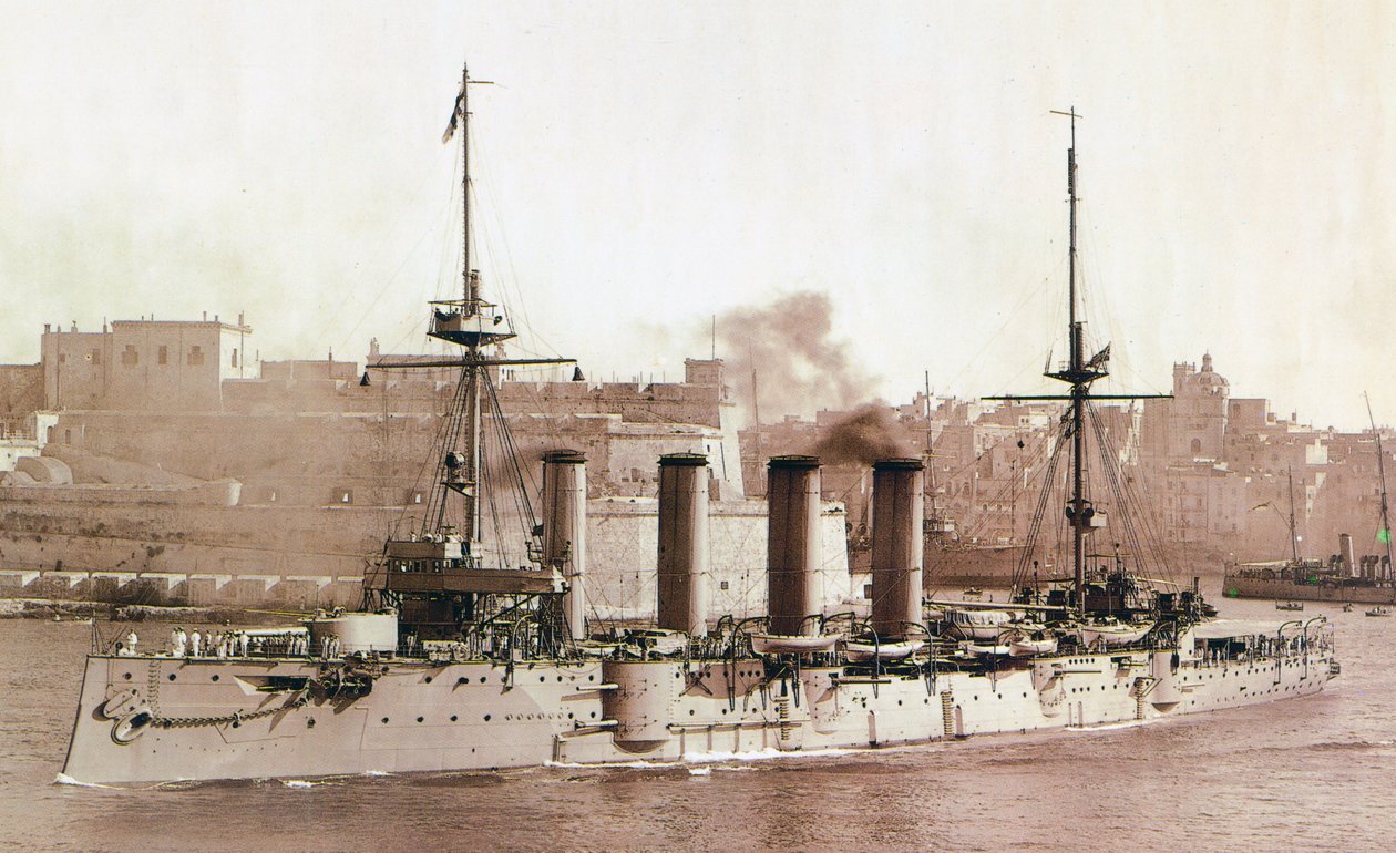 HMS Aboukir, 1902 (seepiaprintti) tekijältä English Photographer