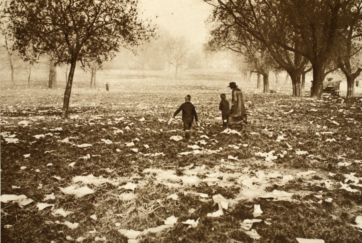 Hampstead Heathin roskainen nurmikko pyhäinpäivän jälkeisenä päivänä, kuvasta Wonderful London, julkaistu 1926-27 (syväpaino). tekijältä English Photographer