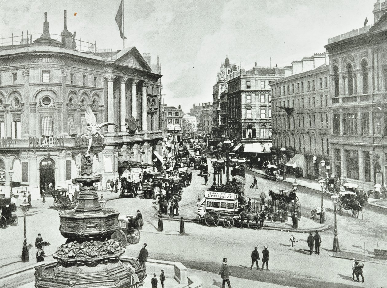 Lontoon paviljonki, Piccadilly Circus, Westminster LB: katso itään, 1896 tekijältä English Photographer