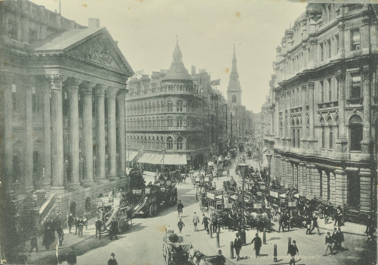 Mappin ja Webb, Cheapside, Mansion Housesta katsoen länteen, Lontoon kaupunki, 1890 tekijältä English Photographer
