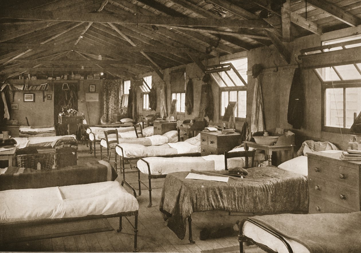 Yksi makuuhuoneista, Donington Hall, kuvitus saksalaisista vangeista Isossa-Britanniassa (syväpaino) tekijältä English Photographer