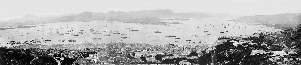 Panoraama Hongkongin satamasta, n. 1878 tekijältä English Photographer