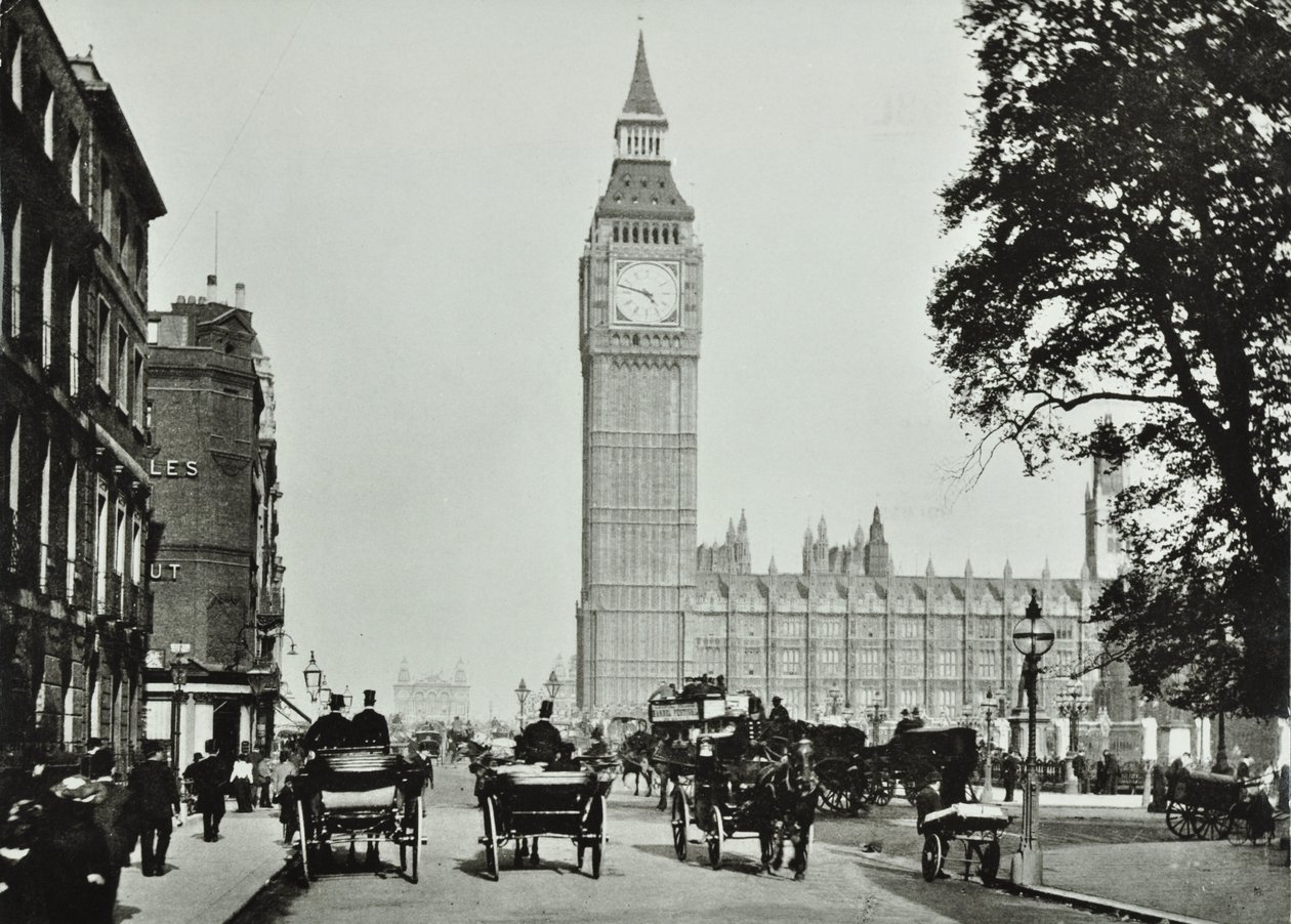 Parliament Square, Westminster LB: Parlamenttiaukio Bridge Streetille, 1895 tekijältä English Photographer