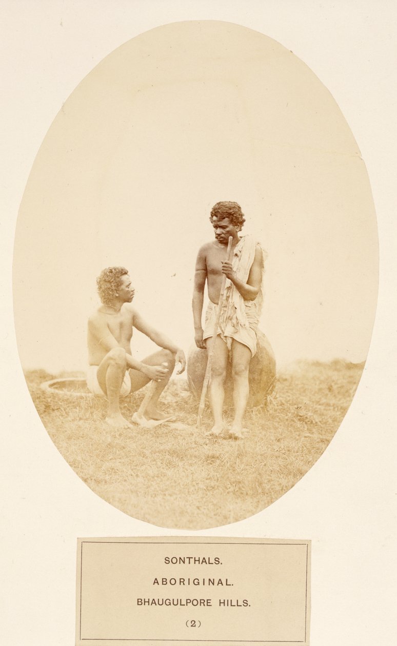 Sonthals, Aboriginal, Bhaugulpore Hills, J. Forbes Watsonin teoksesta The People of India, julkaistu 1868 (albumiprintti) tekijältä English Photographer