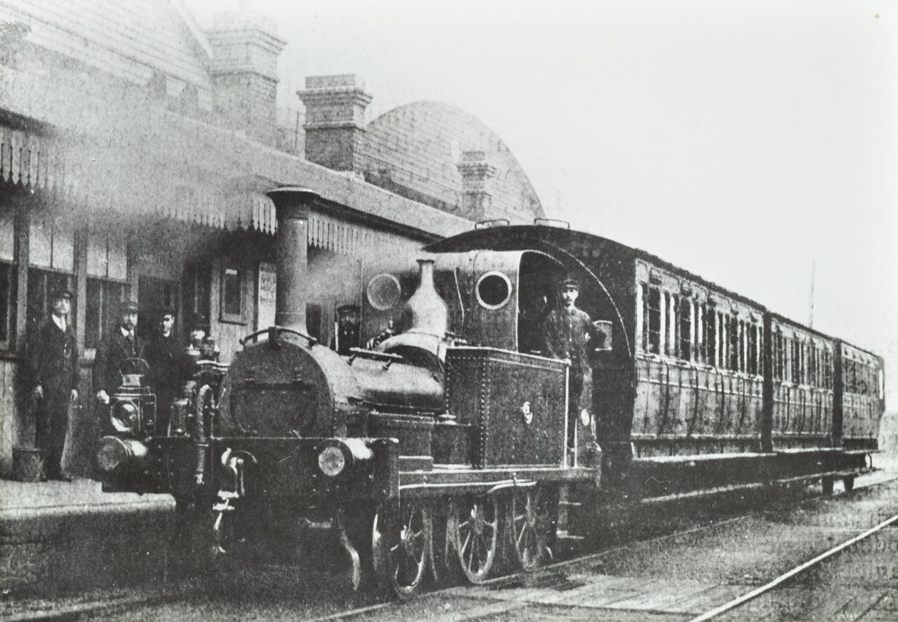 South Dock Station: nelipyöräinen säiliöveturi asemalla, 1880 tekijältä English Photographer
