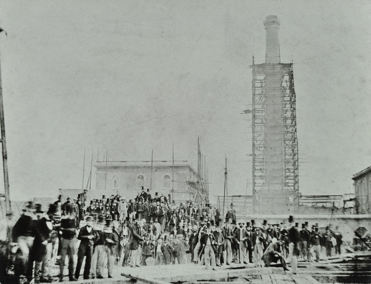 Southern Outfall viemäri, Crossness: arvohenkilöt paikalla, 1865 tekijältä English Photographer