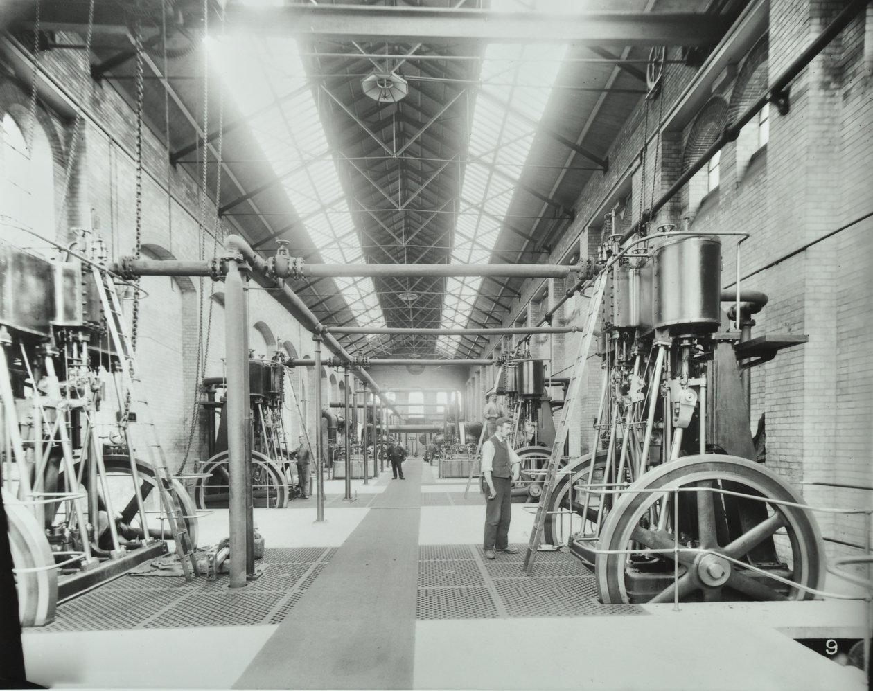 Southern Outfall Sewer, Crossness: konehuoneen sisäpuoli, 1894 tekijältä English Photographer