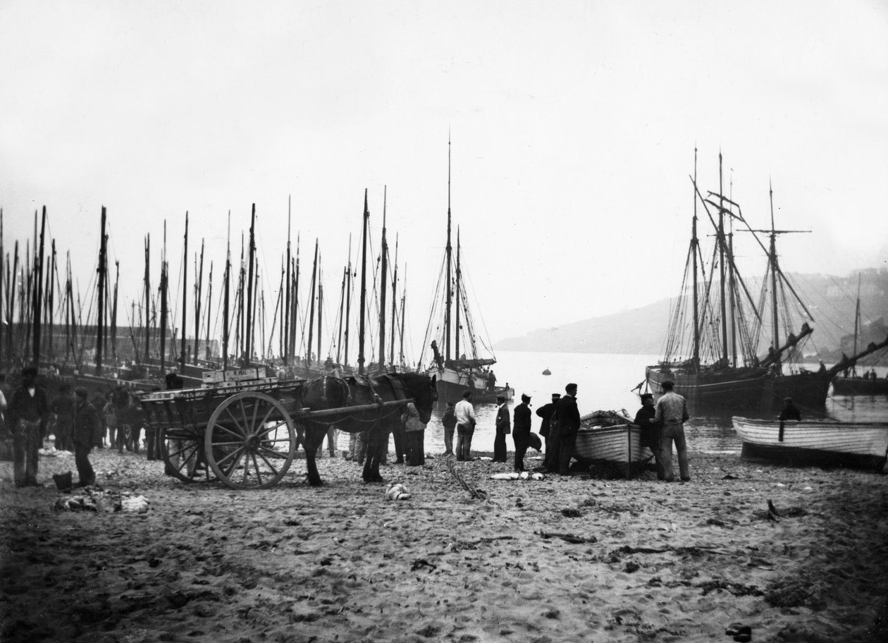 St Ives Harbour katselee kohti Carbis Baytä, n. 1880-1899 tekijältä English Photographer
