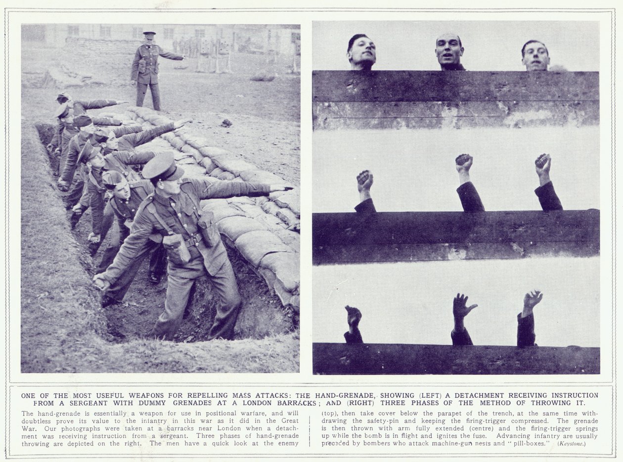 The Hand Grenade, The Illustrated War News, julkaistu 22. marraskuuta 1939 tekijältä English Photographer