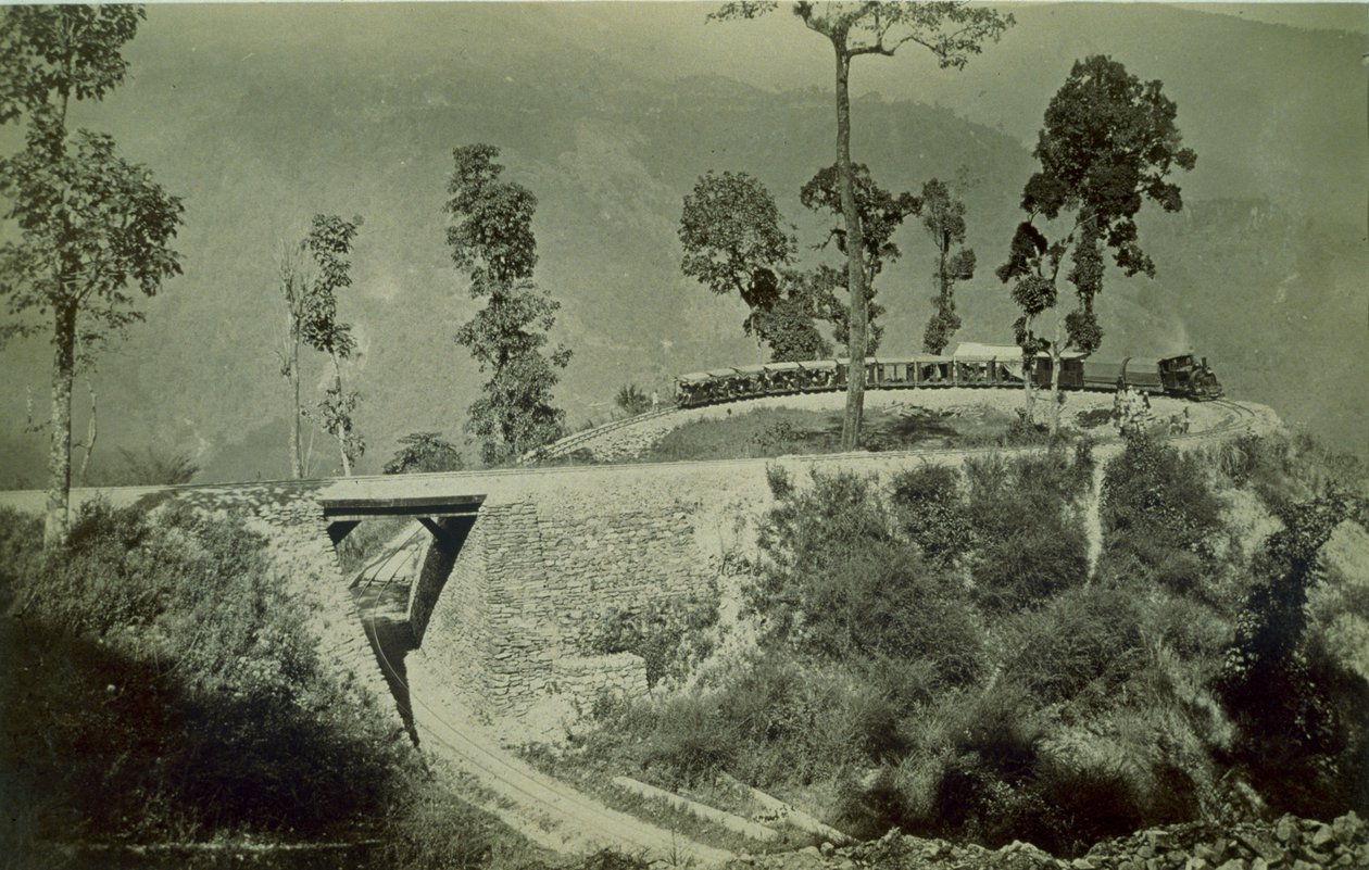 Silmukka Agony Pointissa Tindhariassa Darjeeling Himalajan rautatien varrella, 1880 (albumiprintti) tekijältä English Photographer