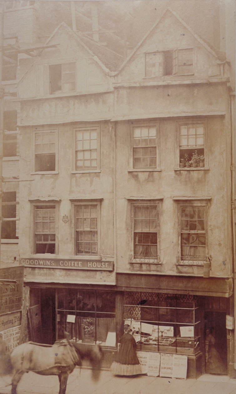 Näkymä Goodwins Coffee Housesta, Aldersgate Street, n. 1880 (seepiaprintti) tekijältä English Photographer